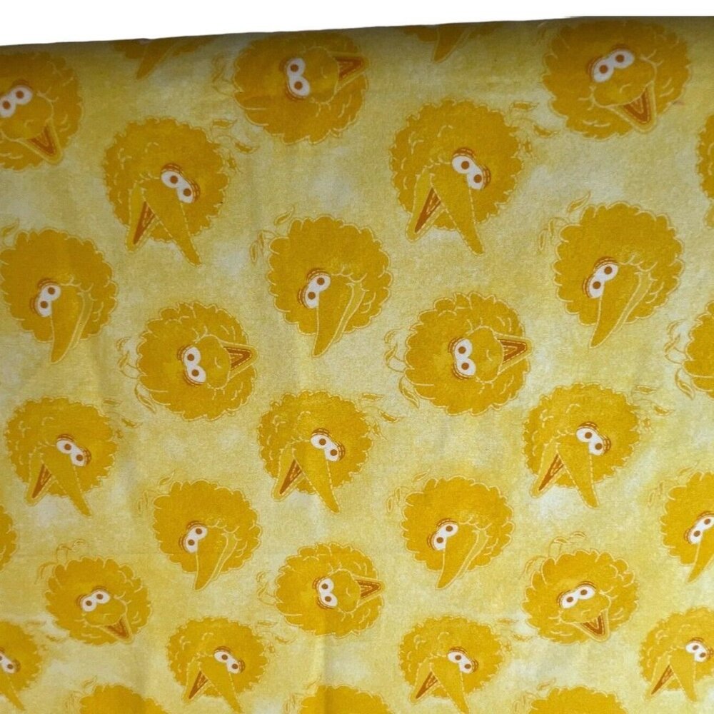Vintage Sesame Street Fabric Flannel Big Bird Head Yellow 20 Inch One Half Yard